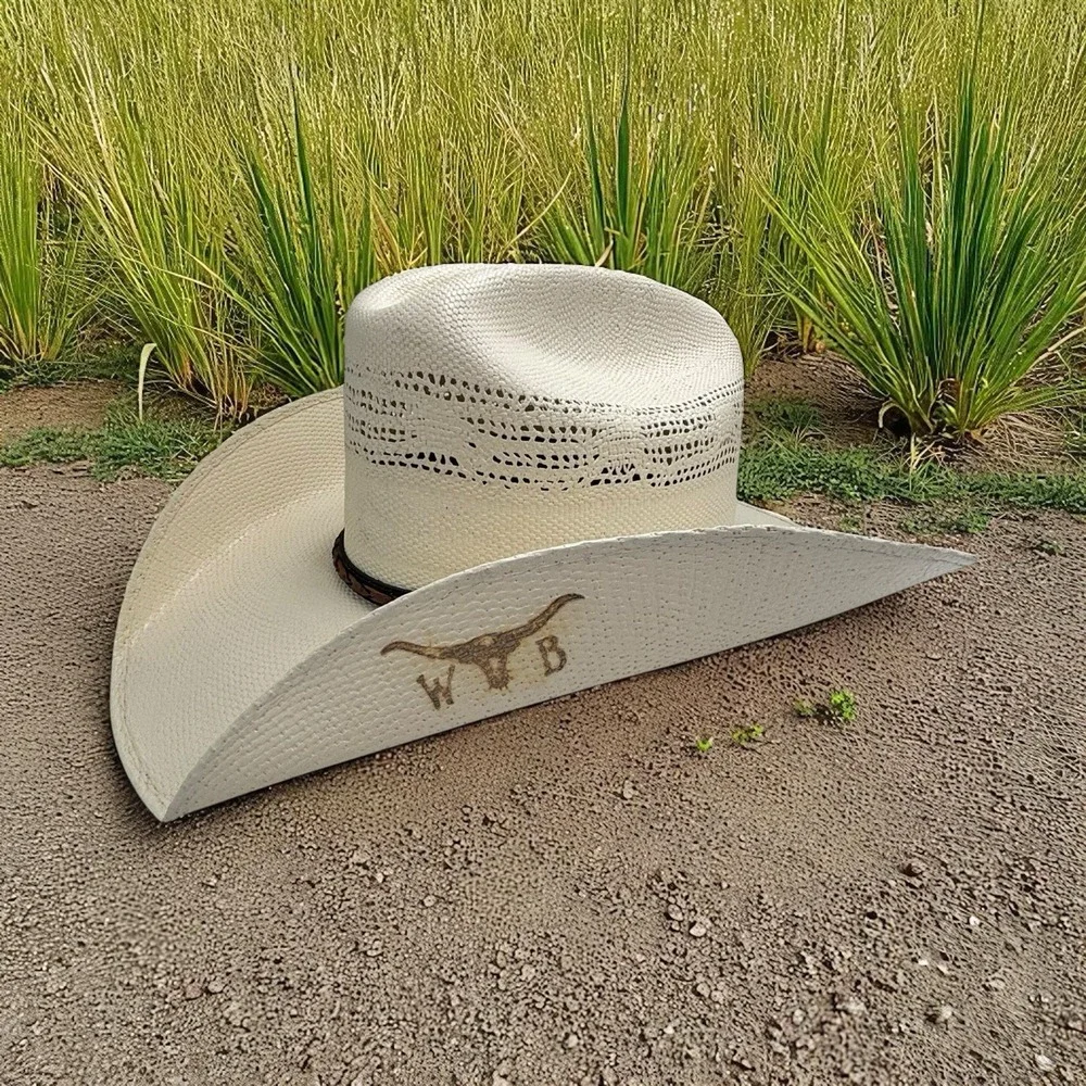 Wild Bill Hats Western Cowboy Hat Rodeo Branded Sz 7 1/8 Mexico 57 White Cream
